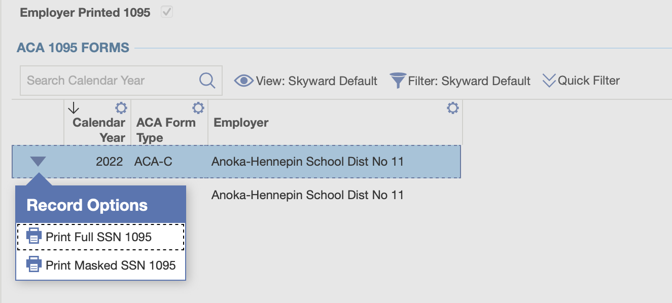 dropdown menu